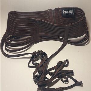 Darker Wavs Brown Strappy Corset Belt with garters XS Echo Strappy vegan